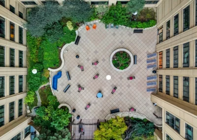 Top view of UC's 3rd floor outdoor terrace facing south